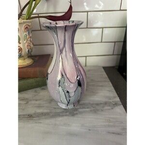 Vintage 1990 Kate Abstract Pastel Original Drip Glaze Art Ceramic Vase 8.5” EUC
